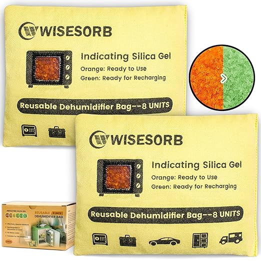 240 Gram Rechargeable Silica Gel Desiccant Packets, Desiccant Packs for Storage, Color Indicating Moisture Absorbers for Suitcase, Safe, 3D Filaments, Electronics, Cars, Camera [2 PACK]