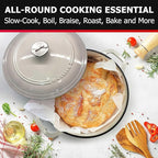 MÜELLERHOME 7.5 QT Enameled Cast Iron Dutch Oven, Heavy-Duty Casserole Dish and Braiser Pan with Lid and Stainless Knob, Oven-Safe up to 500° F & Across All Cooktops, Oyster White