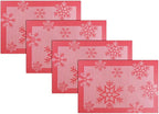 PIGCHCY Christmas Placemats Snowflake Woven Heat Resistant Placemats Washable Easy to Clean Table Mats for Dining Room and Decor(Set of 4, Red)
