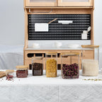 122oz Airtight Glass Square Storage Canister with Bamboo Lid Set of 1 (3600ml) Gallon Glass Jars Large Kitchen Canister for Sugar, Flour, Cookies and Coffee beans (‎with Black Lable)