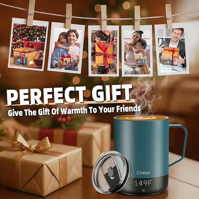 Magnetic Charging Rechargeable Self Heating Coffee Mug, Fast Heating & High Temperature 14Oz APP-Controlled Smart Coffee Cup Warmer, 120 Mins -Hot Up to 149℉ Smart Mug Warmer, Gifts for Women and Men