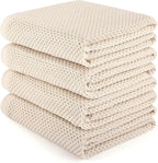 Large Kitchen Hand Towels,Cotton Waffle Weave Dish Towel for Drying, Cleaning Cloth for Kitchen Dishes - Extra Absorbent and Soft - 16 x 28 inch (Cream-4 Pack)