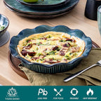 vancasso Stern Ceramic Pie Pan for Baking, 9 Inch Pie Plates with Ruffled Edge, Deep Dish Pie Pan for Apple Pie and Quiche, Large Pot Pie Baking Dishes, Thanksgiving Gifts - Green