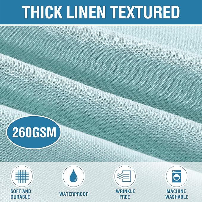H.VERSAILTEX Linen Textured Table Cloths 54 x 108 Inch Premium Solid Tablecloth Spill-Proof Waterproof Table Cover for Dining Buffet Feature Extra Soft and Thick Fabric Wrinkle Free, Aqua
