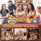 Warming Mat For Food Chafing Dishes for Buffet,Food Warming Mat,Portable Food Warmer,Counter Silicone Warming Mat With 6 Level Temperature 6 Hours Timers (XL 24"x16") Grey Fathers Day