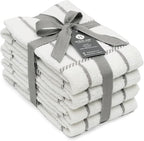 100% Cotton Terry Dish Towels, 4 Pack Checks, 16 x26 Inches, Super Soft and Absorbent Kitchen Towels, Perfect for Kitchen Cleaning and Dish Washing | Light Gray