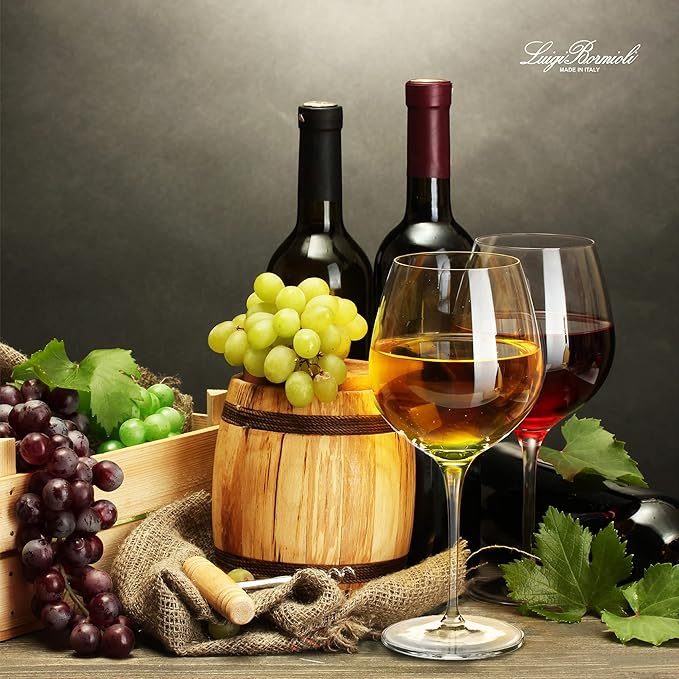 Luigi Bormioli Crescendo Burgundy 22.25 Oz. Red Wine Glasses, Set Of 4, Crystal Balloon Wine Glass, Dishwasher Safe, Made In Italy