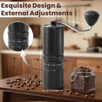 Portable Hand Coffee Bean Grinder with 60 Adjustable Settings, Stainless Steel Conical Burr Manual Coffee Grinder, Labor-Saving Crank Handle Perfect for Home, Office,Travel, Camping Espresso