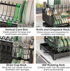 Kitchen Utensil Drying Rack with Drainage Tray, 11.8 Inches Deep × 16.5 Inches Wide Tray for Versatile Storage. Cup Organiser,Kitchen Organization and Storage