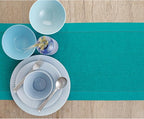 Solino Home Linen Hemstitch Table Runner 36 Inches - 100% Pure Linen Teal Table Runner 14 x 36 Inch Ideal for Dresser and Coffee Tables - Summer, Fall, Autumn - Classic Hemstitch