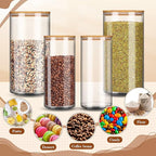 Vesici 4 Pcs Large Acrylic Storage Canister 180 oz and 93 oz Jars with Bamboo Lids Clear Acrylic Canister Unbreakable Airtight Storage Jars for Kitchen, Coffee Rice Pantry Organization