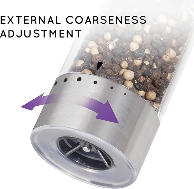 Electric Salt and Pepper Grinder Set Rechargeable, Automatic Salt and Pepper Grinder Set with Oversized Top Button, Stainless Steel Electric Salt and Pepper Shakers Set