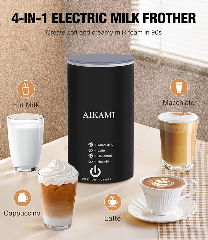 Single Serve Coffee Maker for K Cup & Ground Coffee with Milk Frother, 6 to 14 Oz Brew Sizes, Auto-Off Coffee Machine with Water Reservoir