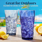 US Acrylic Optix Plastic Reusable Drinking Glasses (Set of 8) 20oz Water Cups in Coastal Colors | BPA-Free Tumblers, Made in USA | Top-Rack Dishwasher Safe