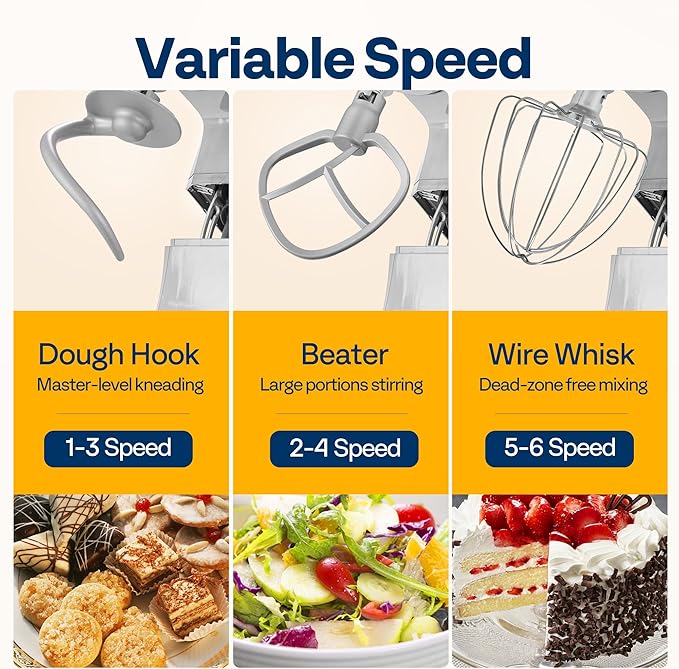 VIVOHOME 9 in 1 Multifunctional Stand Mixer with Fermentation, 6 Speed 7.5 Quart Kitchen Electric Food Mixer with Timer, Meat Grinder, Juice Blender, Vegetable Slicer, Pasta and Cookie Maker, Silver