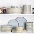 TheTerra Ceramic Dinnerware Sets for 8, 24 Pieces Porcelain Lightweight Speckled Plates and Bowls Sets, Scratch Resistant Dish Set, Oven & Microwave & Dishwasher Safe, Illusion Blue