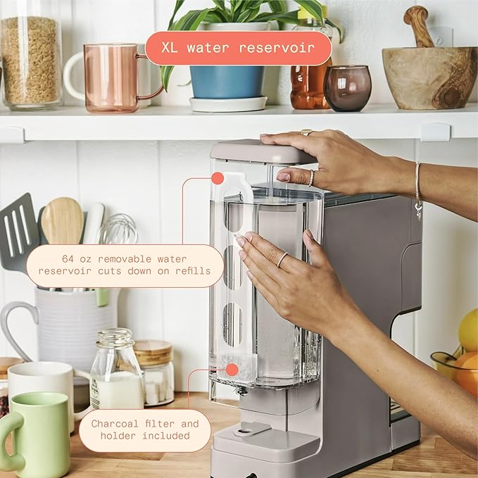 Beautiful Perfect Grind Programmable Single Serve Coffee Maker with Touch Display and Integrated Burr Grinder, Auto Coffee Strength Selection, 64oz Water Reservoir (Porcini Taupe)