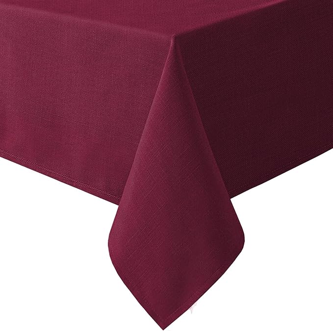 H.VERSAILTEX Linen Textured Table Cloths 54 x 54 Inch Premium Solid Tablecloth Spill-Proof Waterproof Table Cover for Dining Buffet Feature Extra Soft and Thick Fabric Wrinkle Free, Christmas Red