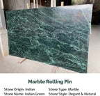 Koville Indian Natural Marble Rolling Pin, Non-Stick Polished Dough Roller, Pasta, Dumpling, Fondant, Pie Crust, Bread, Pizza Dough, Kitchen Baking Pastry Tools with Mat/Scraper(Indian Green)