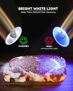 AmuseWit Electric Gravity Pepper Mill or Salt Grinder Mill [White Light] - Battery Operated Automatic Pepper Grinder with Light, One Handed Operation, Adjustable Coarseness, Stainless Steel