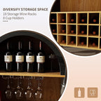 71" Wine Bar Cabinet, Arched Storage Cabinets with Door, Whiskey Station with Wine Rack and Glass Holder, Liquor Bar Cabinet for Home Kitchen Living Dining Room (Black)