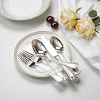 20-piece Silverware Set for 4, 18/10 Stainless Steel Flatware Set, Fine Silverware Set, Serving Utensil Sets, Finely Polished and Dishwasher Safe, Royaok