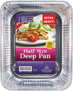 Aluminum Pans Half Size, 9X13, Extra Heavy Duty Disposable Foil Pans For Baking (20 Pack) Roasting & Chafing, Deep Tin Foil Bakeware, Steam Table Tray, Cookware, Food Prepping, Cake & Oven Pan