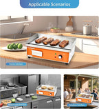 21.6 IN Nonstick Stainless Steel Electric Griddle Adjustable Temperature Control Flat Top Griddle For Smokeless Cooking/Grill at Resturant, Kitchen, Indoor, Outdoor, Camping, Commercial
