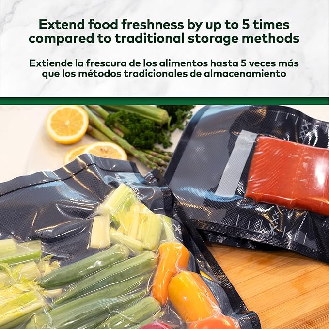 Resealable Zipper Vacuum Seal Bags 11" x 24" (50 Count) 5.5 Mil (Black and Clear) - BPA Free Commerical Grade Food Saver for Storage, Sous Vide, and Meal Prep Sealer Bag