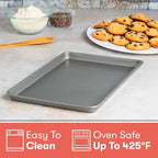 Cooking Light Heavy Duty Nonstick Bakeware Carbon Steel Baking Sheet or Cookie Sheet with Quick Release Coating, Manufactured without PFOA, Dishwasher Safe, Oven Safe, 15-Inch x 10-Inch, Gray
