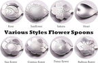 9 Pcs Flower Spoon Coffee Teaspoon Set, ESRISE Stainless Steel Tea Spoon for Tea Party Decorations (Silver)