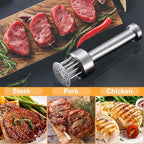 Meat Tenderizer Stainless Steel with Sharp Needles for Steak Chicken Pork Fish, Suitable Meat Tenderizer Tool with Cleaning Brush for BBQ or Kitchen