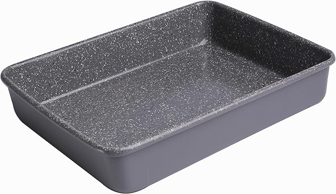 casaWare 11 x 9 x 2-inch Toaster Oven Ultimate Series Commercial Weight Ceramic Non-Stick Coating Baking Pan (Silver Granite)
