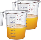 Amazing Abby - Melissa - Unbreakable Plastic Measuring Pitchers (2-Pack), Food-Grade Measuring Jugs, 8-Cup Capacity (2-Quart), Stackable and Dishwasher-Safe, Great for Oil, Vinegar, Flour, More
