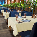 sancua 6 Pack Beige Tablecloth 60 x 102 Inch, Rectangle Table Cloth for 6 Feet Tables - Stain and Wrinkle Resistant Washable Polyester Table Cover for Dining Tables, Buffet Parties and Camping