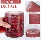 18PCS Plastic Hobnail Drinking Glasses - 14 Oz Burgundy Vintage Glasses Drinkware - Disposable Beaded Cups for Beer, Whiskey, Juice, Cocktail, Wine, Party