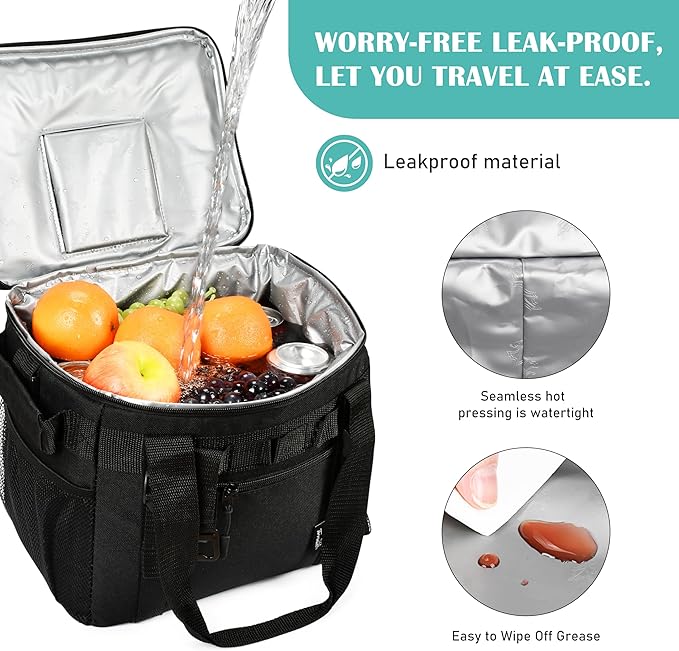 Tirrinia Large Insulated Cooler Bag - Outdoor Leakproof Cooler Box for Women & Men - Portable Freezer Bag with Adjustable Shoulder Strap for Camping, Picnic, Golf, Beach