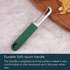 KITCHENDAO Swivel Vegetable Potato Peeler for Kitchen, Japanese Stainless Steel Sharp Blade, Heavy Duty Die-cast Construction, Built-in Eye Remover, Soft-touch Handle, Dishwasher Safe, Green