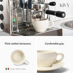 KIVY Cappuccino cups set [4x 8oz] - Thick-walled stoneware cappuccino cup set for latte art - Cappuccino coffee cups - Tazas de cafe - Latte cups - Ceramic latte art cup and saucer set of 4