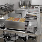 KoolMore Commercial Bain Marie Countertop Food Warmer, Soup Station, and Buffet Table Server with Three Serving Section, Stainless-Steel Steamer with Auto Shut Off (CFW-3), Silver