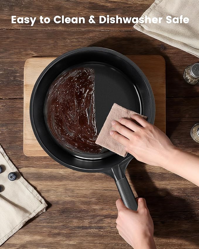 Ceramic Nonstick Frying Pan, Non Toxic Pan for Cooking, 8" 9.5" and 11" Frying Pan Skillet Set PFAS & PTFE & PFOA Free, Dishwasher Safe, Compatible with All Stovetops