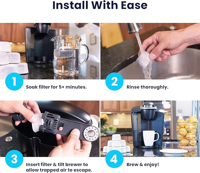 K&J Replacement Charcoal Water Filters Compatible With KEURIG - Universal Fit (NOT CUISINART) for Keurig 2.0 (and older) Coffee Machines (6-Pack)