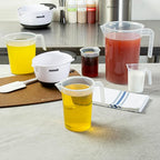 Restaurantware Measuring Cups, 1 Quart Pack of 10 Conical Spout Baking Measuring Cups, Liquid Scaling Vessels with I-Beam Handle, Embossed Graduations, Clear, Break and Crack Resistant for Baking