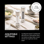 Cole & Mason Derwent Grinder Set - Precision Mechanisms and Sea Salt and Peppercorns - Derwent Salt and Pepper, Stainless Steel