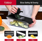 Fullstar Mandoline Slicer for Kitchen - Vegetable Chopper, Onion Potato Food Veggie Fruit Slicer and Cutter with Container, Kitchen Gadgets & Accessories, Home Essentials (All in 1, Black)