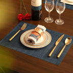 Navy Blue Placemats Set of 4 - Easy Clean Washable Vinyl Placemats - Wipeable Heat Resistant Table Mats for Dining Table - 17x12 Inch (Navy Blue, 4)