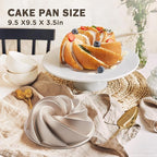 KITESSENSU Non-Stick Cake Pan, 9.5-Inch Aluminum Cake Mold, 10 Cup Fluted Heavy Duty Tube Pan, Durable Rust & Scratch-Resistant, Baking Mold for Jello, Gelatin, Chocoflan, Flan, Marissa, Gold