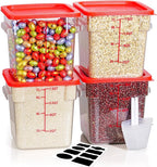 8QT NSF Food Storage Containers: 8 PCS[Food Grade][Hot&Cold Resistant] Clear Food Storage Containers with Scales Handles for Home Restaurant Kitchen Storage Pizza Proof Dough, BPA Free (N6)