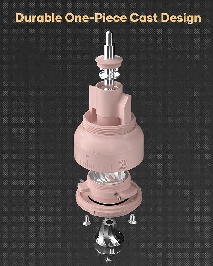 Cocinare ESSENCE GO B38 Ultra Manual Coffee Grinder – with Carrying Case Hand Grinder Capacity 30g, GhostEdge Ultra Burr & 80 Grind Settings, Perfect for Pour-over, Espresso, Cold Brew (Pink)