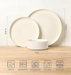 TheTerra Ceramic Dinnerware Sets for 8, 24 Pieces Porcelain Lightweight Plates and Bowls Sets, Scratch Resistant Dish Set, Oven & Microwave & Dishwasher Safe, Beige